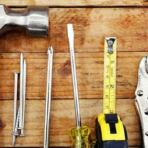 Work Bench with Tools like Hammer Spanner Screwdriver