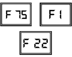 F75 F1 and F22 Heating Faults in a Digital Font on White Squares With a Black Border