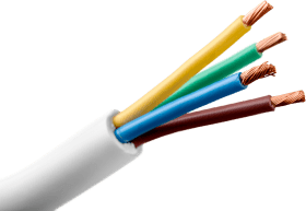 White Cable With Multiple Wires Protruding From the End