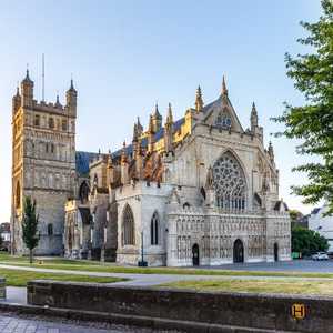 Exeter Cathedral in Devon at Sunset