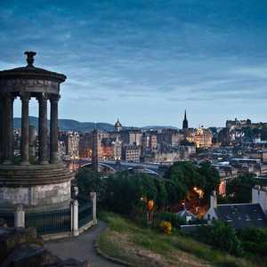 Establishing Shot of Edinburgh City From the Top of a Hill