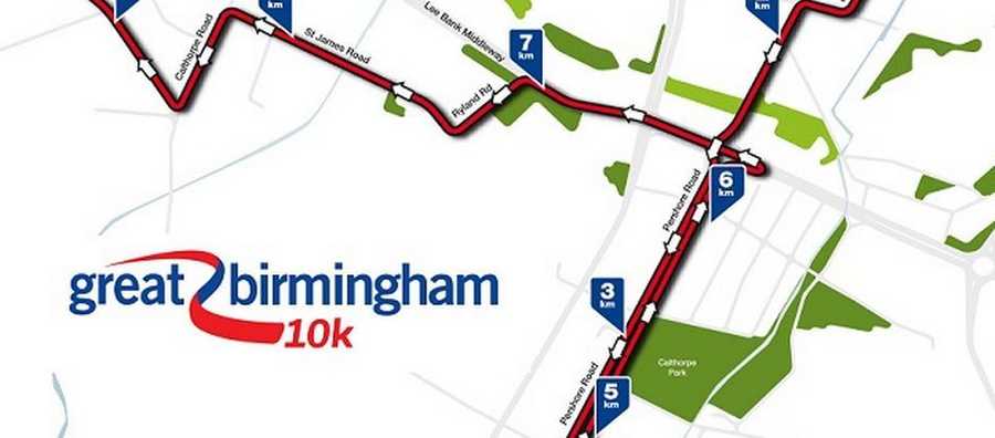 Great Birmingham 10k 2015 Course Map