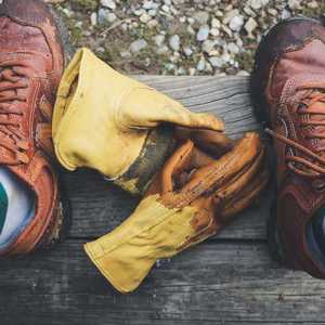 A Pair of Boots with A Pair of Gloves